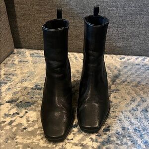 RAID Black Leather Ankle Boots